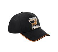 Pawsome Dachshund Dad Gift, Dog Lover, Pet Owner, Gift for Him, Cotton Authentic 5 Panel Piped Cap. (UK, Alpha, One Size, Black Orange)