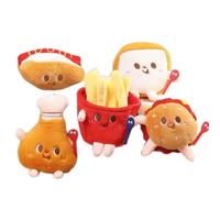 Pawsome Delights Fast Food Dog Toy Set, Plush Squeaky Toys with Hamburger, Hot Dog and French Fries, Interactive Soft Chew Toys for Small Dogs, 5 Piece Set