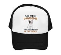 Pawsome French Bulldog Dad Gift, Dog Lover, Pet Owner, Gift for Him, Adjustable Mesh Cap, Baseball Cap, Hat. (Black, One Size)