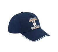 Pawsome French Bulldog Dad Gift, Dog Lover, Pet Owner, Gift for Him, Cotton Authentic 5 Panel Piped Cap. (UK, Alpha, One Size, French Navy Royal Blue White)