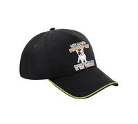 Pawsome French Bulldog Dad Gift, Dog Lover, Pet Owner, Gift for Him, Cotton Authentic 5 Panel Piped Cap. (UK, Alpha, One Size, Black Lime Green)