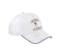 Pawsome French Bulldog Dad Gift, Dog Lover, Pet Owner, Gift for Him, Cotton Authentic 5 Panel Piped Cap. (UK, Alpha, One Size, White French Navy)