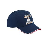 Pawsome French Bulldog Dad Gift, Dog Lover, Pet Owner, Gift for Him, Cotton Authentic 5 Panel Piped Cap. (UK, Alpha, One Size, French Navy Red White)