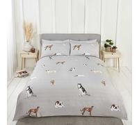 Pawsome Grey Duvet Cover Set, hand drawn Dog Design King Size