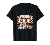 Pawsome Heroes Superhero Dogs Group Design T-Shirt