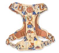 Pawsome Paws Boutique Tough Trails Dog Harness, Paddington Peckish, XS | Three buckles avoid overhead fitting, with four adjustment points, front and back lead rings and reflective trim