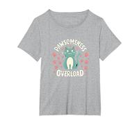 Pawsomeness Overload Cute Cat Paw T-Shirt, Women's Plus, Heather Grey, 1X