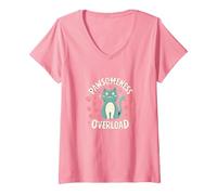 Pawsomeness Overload Cute Cat Paw V-Neck T-Shirt, Women, Pink, S