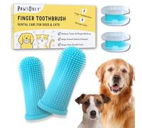 PawsOnly | Dog Finger Toothbrush 2-Pack with Storage Cases | 360° Soft Silicone Bristles | Reusable, Gentle Plaque & Tartar Removing Tooth Brush for All Dog Sizes (Blue)