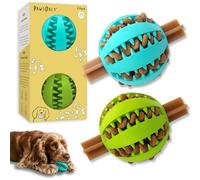 PawsOnly | Dog Treat Ball Dispenser | Interactive Toy for Boredom | Enrichment & Mental Stimulation | Safe Rubber Feeder | Puppy Challenging Activity (Medium 7cm/2.75in, BLUE + GREEN, 2 Pack)