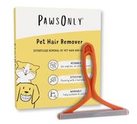 PawsOnly | Pet Hair Remover for Carpet, Sofa & Car | Dog & Cat Fur | Orange | Reusable & Portable Rake | Double-Sided Handheld Plastic Scraper Tool | Fluff Removal for Stairs, Furniture, Bedding, Clothes
