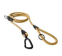 PawsPassion Rope Dog Leash 4 FT, 2-in-1 Heavy Duty Dog Leash with Seat Belt Buckle, Tangle Free 360ｰ Swivel Aviation Aluminum Carabiner, All Metal Hardware, Alloy O-Ring (Sunrise)