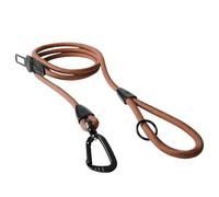 PawsPassion Rope Dog Leash 4 FT, 2-in-1 Heavy Duty Dog Leash with Seat Belt Buckle, Tangle Free 360ｰ Swivel Aviation Aluminum Carabiner, All Metal Hardware, Alloy O-Ring (Canyon Red)