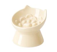 PawsPik Lynx Ceramic Raised Slow Dog & Cat Elevated Food Bowl, Daisy Yellow | Tilted 15° Elevated Pet Food Bowl, Whisker-Friendly, Anti-Choking Dish, Dishwasher Safe, Nonslip, Food Grade Material
