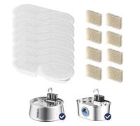 PawsPik Stainless Steel Cat Water Fountain Replacement Filters, 8-Pack (with Sponges), Compatible with 3.2L Oval & 4L Circular Fountains