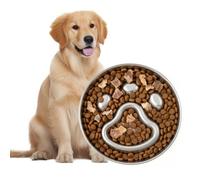 PawsPik Stainless Steel Three-Ridge Slow Feeder Dog Bowl, 4 Cup