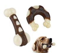 PAWSPURR Indestructible Dog Bones Chew Toys for Aggressive Chewers - 2 Pack, Real Beef Flavor, Durable Nylon Dog Toys for Large, Medium & Small Dogs