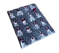 Pawstrading Premium Ghost Dog Halloween Dog Bed Mat - Grey Orange Vet Bed Bedding with Anti-Slip Back - MEDIUM 100x75cm