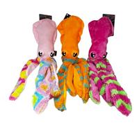 Pawstrading Squid Soft Plush Dog Toy Under Sea Animal Crinkle Squeaky Bright Colourful Plush