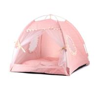 pawstrip Dog Tent Indoor Cat House Pink Puppy Bed Portable Pet Teepe Princess Dog Camping Tent Outdoor Kitten Houses Cute Bunny Nest Girl Kitty Cave (L, Light Pink)