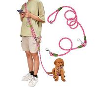pawstrip Hands Free Dog Leash Crossbody Dog Running Leash Handsfree Pet Rope for Hiking Training Heavy Duty Reflective Pet Walking Belt (Pink)