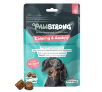 PawStrong Calming & Anxiety Soft Chew Dog Supplements - Daily Relief from Stress, Anxiety & Nervousness with Chamomile, Green Tea, L-Tryptophan with Omega 3 EPA & DHA - 60 Soft Chews