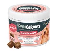 PawStrong Gut & Immune Soft Chew Dog Supplements, Pre, Pro & Postbiotic for Immune, Digestive and Bowel Health with EpiCor Postbiotic and Omega 3 EPA & DHA - 120 Soft Chews