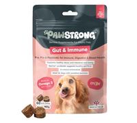 PawStrong Gut & Immune Soft Chew Dog Supplements, Pre, Pro & Postbiotic for Immune, Digestive and Bowel Health with EpiCor Postbiotic and Omega 3 EPA & DHA - 60 Soft Chews