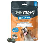 PawStrong Skin & Coat Soft Chew Dog Supplements - Daily Care for Healthy Skin & Coat with L-Methionine, Zinc, Biotin & Spirulina and Omega 3 EPA & DHA - 60 Soft Chews