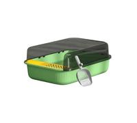 PAWSWARE Medium Cat Litter Tray with High Sides Splash Proof Design - Semi Enclosed Pet Toilet with Anti Tracking Easy Clean Surface - Durable Non Toxic Plastic Litter Box with Scoop (Grass Green)