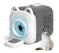 PawSwing automatic cats self groomer - 360° Surround Skin Friendly cat grooming supplies,Cat Brushes with biomimetic cat tongue brush Include And Smart feeder For Long, or Short Haired [White]