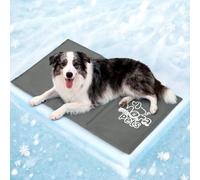 Pawtasy Large Dog Cooling Mat 90x50cm, Self Cooling Pad with Non-Toxic Sponge-Gel, Waterproof & Scratch-Resistant Heavy Duty Oxford, Foldable Cool Bed for Golden Retriever & Lab, Travel Grey