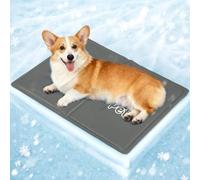 Pawtasy Medium Dog Cooling Mat 65x50cm, Pressure-Activated Self Cooling Pad with Non-Toxic Sponge-Gel, Waterproof & Scratch-Resistant Oxford Fabric, for Corgi & Frenchie Grey