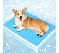 Pawtasy Medium Dog Cooling Mat 65x50cm, Pressure-Activated Self Cooling Pad with Non-Toxic Sponge-Gel, Waterproof & Scratch-Resistant Oxford Fabric, for Corgi & Frenchie Blue