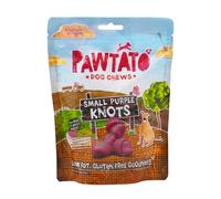 Pawtato Vegan dog chews Small Purple Knots. Natural rawhide alternative dog treat. Low fat, plant based, hypoallergenic, sweet potato chews, 150g