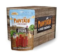 Pawtato Vegan/Plant Based Dog Sticks With Blueberry (6 x 120g) Low Fat Vegan Dog Treats For Training & Reward, Ideal Rawhide Alternative Dog Chews, Made With Sweet Potato, Rice and Blueberry.