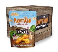 Pawtato Vegan/Plant Based Large Knot Shaped Dog Chews (6 x 180g) ❘ Natural Dog Training Treats Made With 87% Sweet Potato, Rice, and Brewer’s Yeast For Energy, Ideal Vegan Treats For Dogs & Puppies
