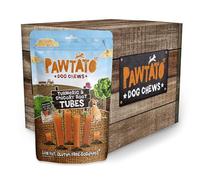 Pawtato Vegan/Plant Based Tubes With Turmeric & Chicory Root (6 x 90g) Healthy Vegan Rawhide Alternative, High Protein Dog Treats With Anti-Inflammatory Turmeric & Chicory Root