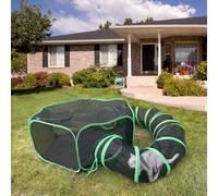 Pawtenda Outdoor Cat Enclosure - Portable Catio with Tunnel, Pet Tent for Cats, Rabbits, Puppies and Small Animals