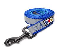 Pawtitas 1.8 M Reflective Dog Lead Comfortable Padded Handle | Puppy Dog Training Double Handle Reflective Lead | Reflective Short Dog Lead for Training | Hands Free Running Dog Lead - M/L Blue Lead