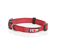 Pawtitas Dog Collar For Extra Small Dogs Reflective Training Puppy Collar With Stich - XS - Red
