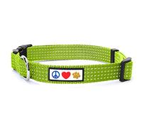 Pawtitas Dog Collar For Medium Dogs Reflective Training Puppy Collar With Stich - M - Green