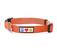 Pawtitas Dog Collar For Medium Dogs Reflective Training Puppy Collar With Stich - M - Orange