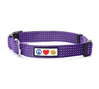 Pawtitas Dog Collar For Medium Dogs Reflective Training Puppy Collar With Stich - M - Purple