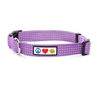 Pawtitas Dog Collar For Medium Dogs Reflective Training Puppy Collar With Stich - M - Purple Orchid