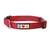 Pawtitas Dog Collar For Medium Dogs Reflective Training Puppy Collar With Stich - M - Red