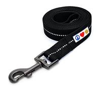 PAWTITAS Dog Lead for Large Dogs Comfortable Handle Training Dog Lead 1.8m Long Dog Lead Puppy Lead - Recycled Reflective Lead Black Dog Leads for Medium Dogs or Lead for Large Dog