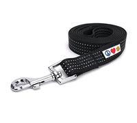 Pawtitas Dog Lead for Small Dogs, 1.8m Long, Black, Reflective, Extra Small