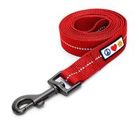 Pawtitas Dog Lead for Small Dogs Comfortable Handle Training Dog Lead 1.8m Long Dog Lead Puppy Lead - Recycled Reflective Lead Red Dog Lead for Small Breeds