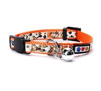 Pawtitas Glow In The Dark Cat Collar Kitten Collar with Safety Buckle and Removable Bell - Orange